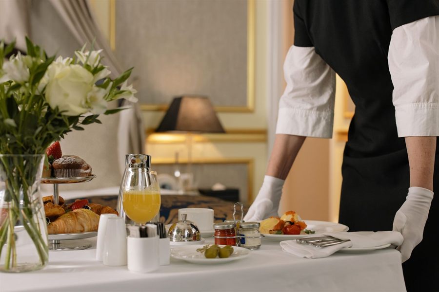 In-room dining being served